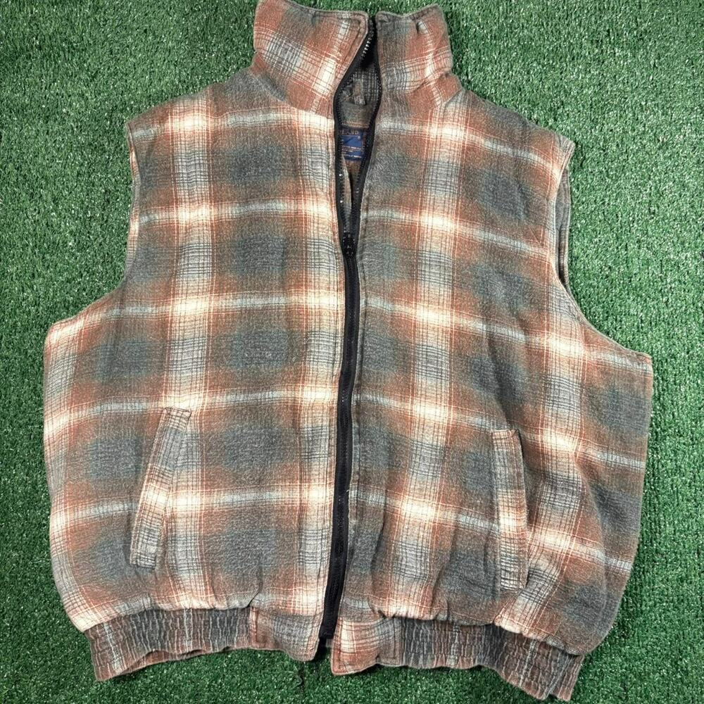 Vintage style plaid flannel puffer vest